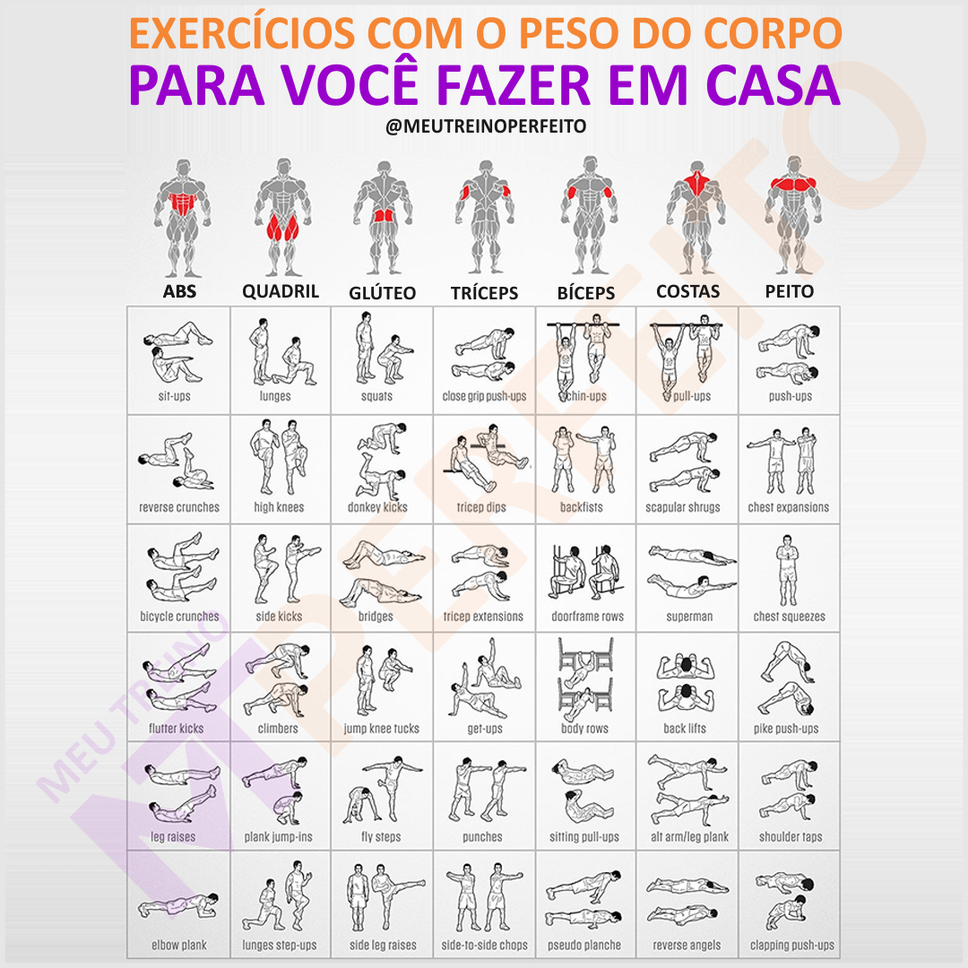 Exercícios com o peso do corpo para fazer em casa