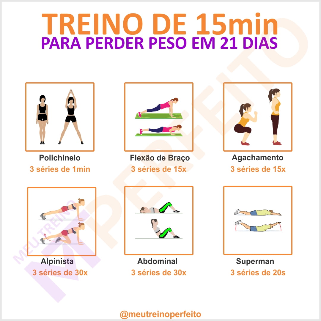 Treino de 15min para perder peso em 21 dias