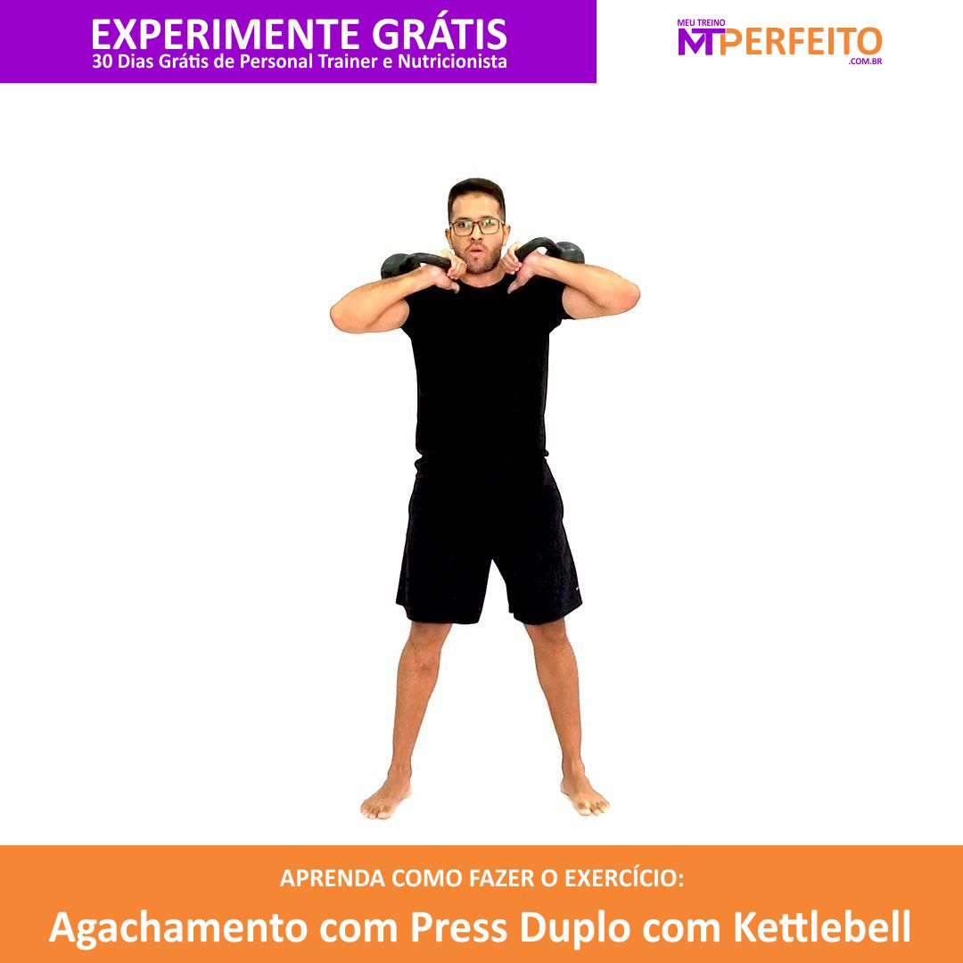 Agachamento com Press Duplo com Kettlebell