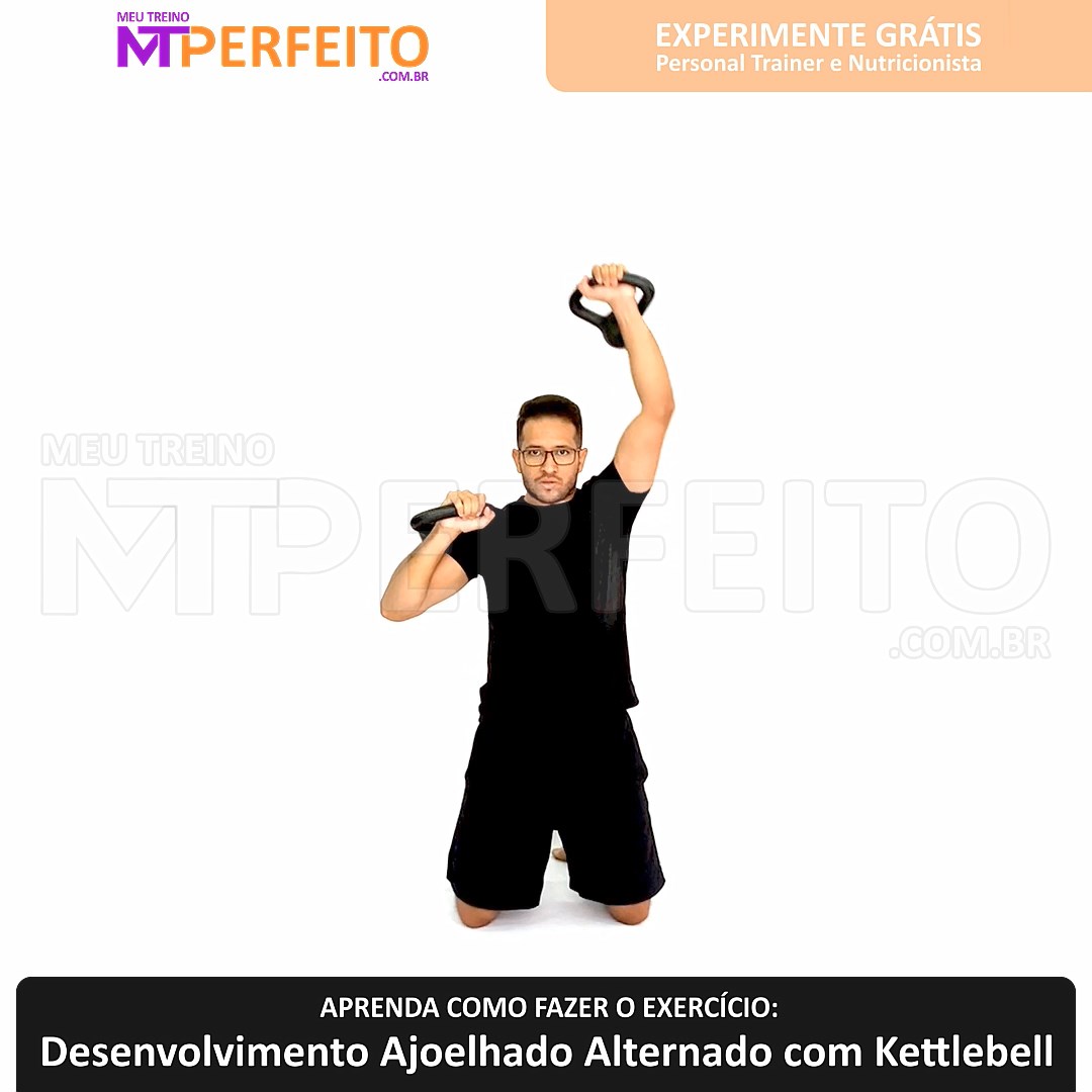 Desenvolvimento Ajoelhado Alternado com Kettlebell