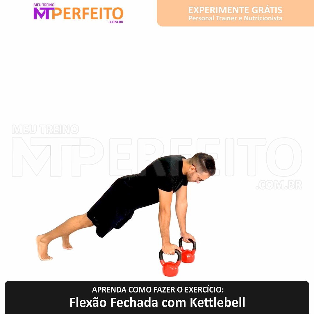 Flexão com Remada Alternada com Kettlebell