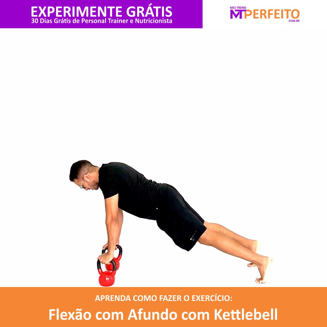 Flexão com Afundo com Kettlebell