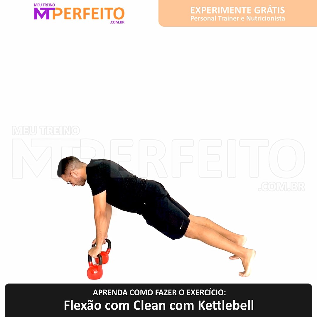 Flexão com Clean com Kettlebell