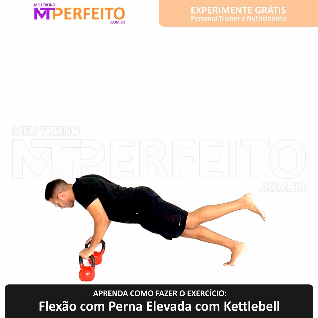 Flexão com Perna Elevada com Kettlebell