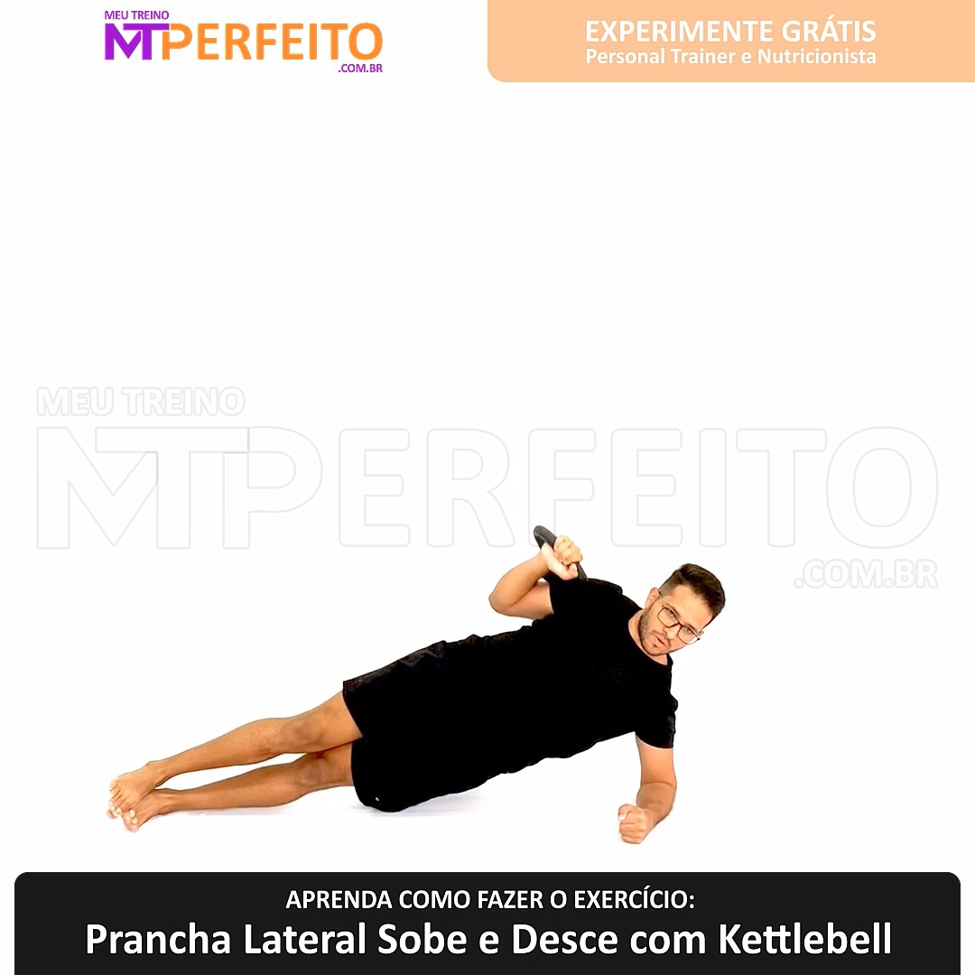 Prancha Lateral Sobe e Desce com Kettlebell