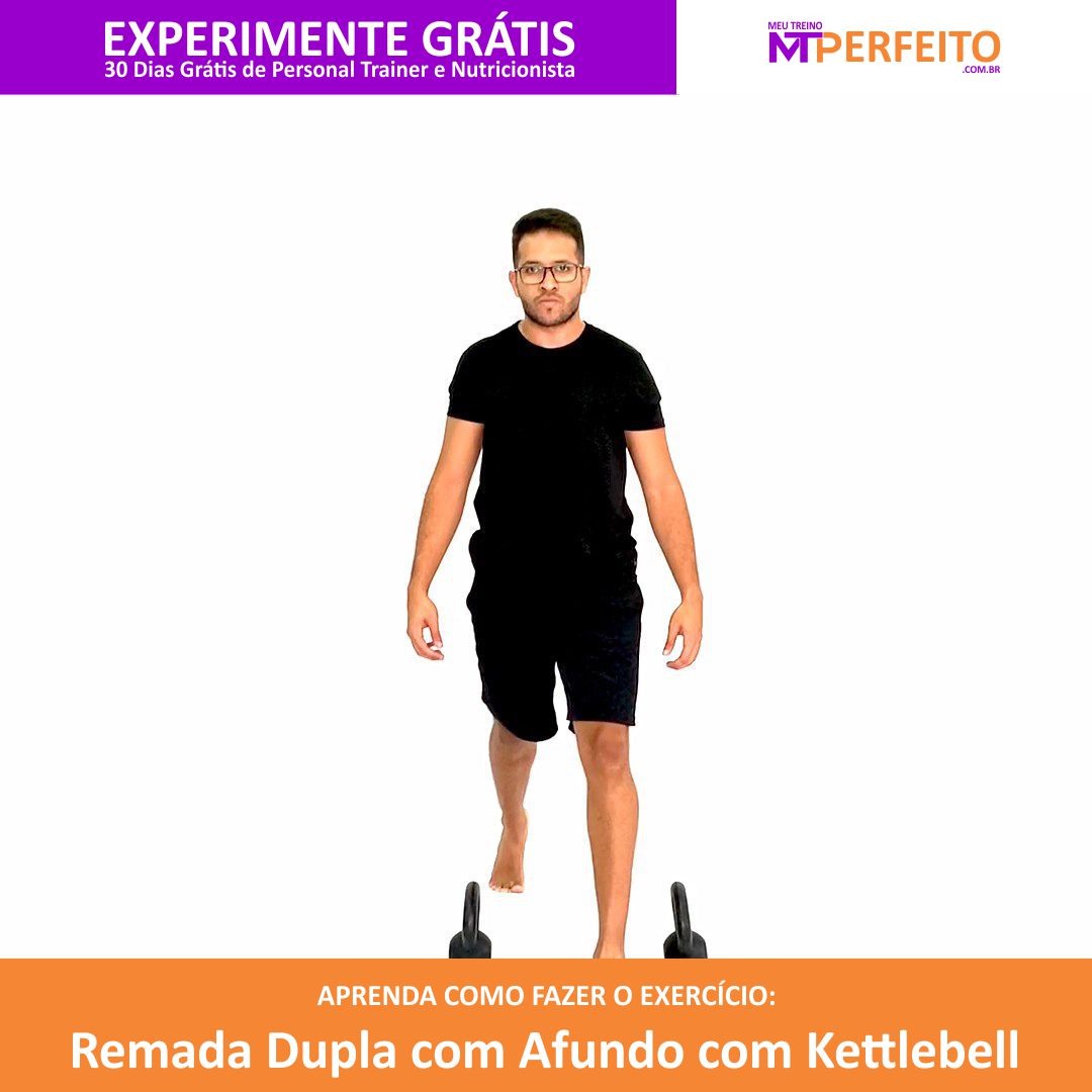 Remada Dupla com Afundo com Kettlebell