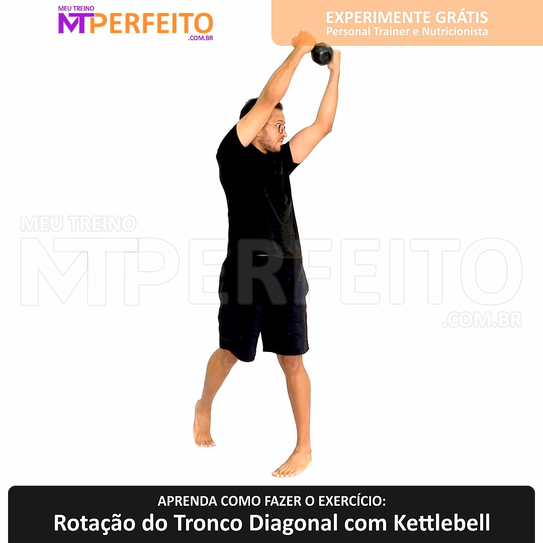 Rotação do Tronco Diagonal com Kettlebell