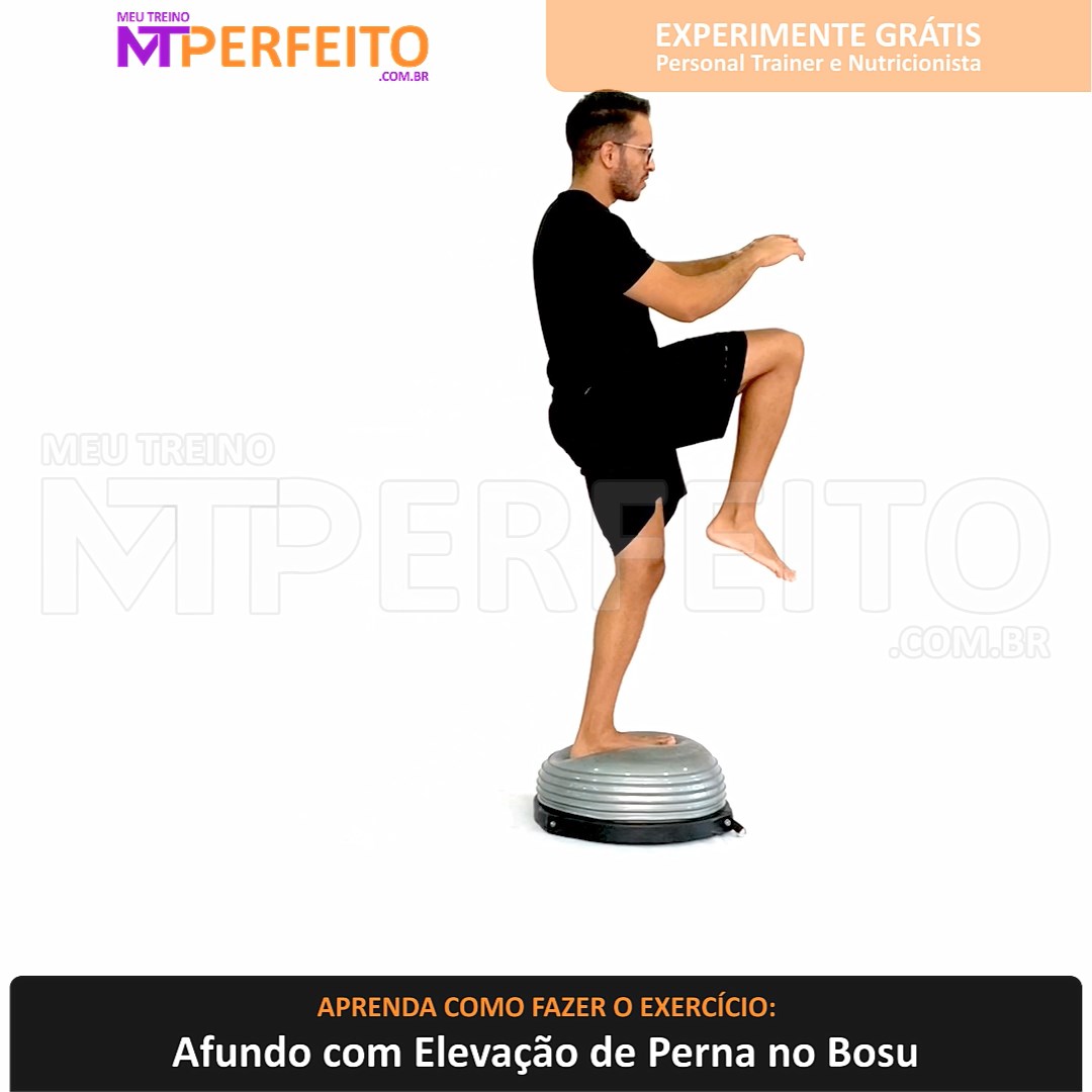 Afundo com Elevação de Perna no Bosu