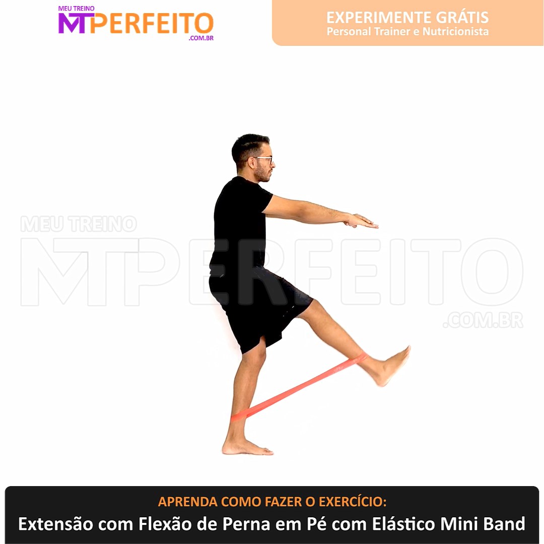 Extensão com Flexão de Perna em Pé com Elástico Mini Band