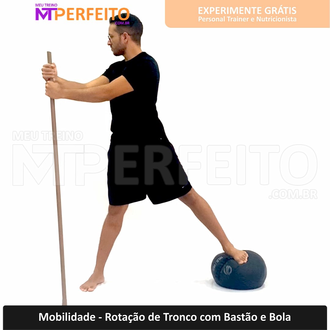 Mobilidade – Rotação de Tronco com Bastão e Bola