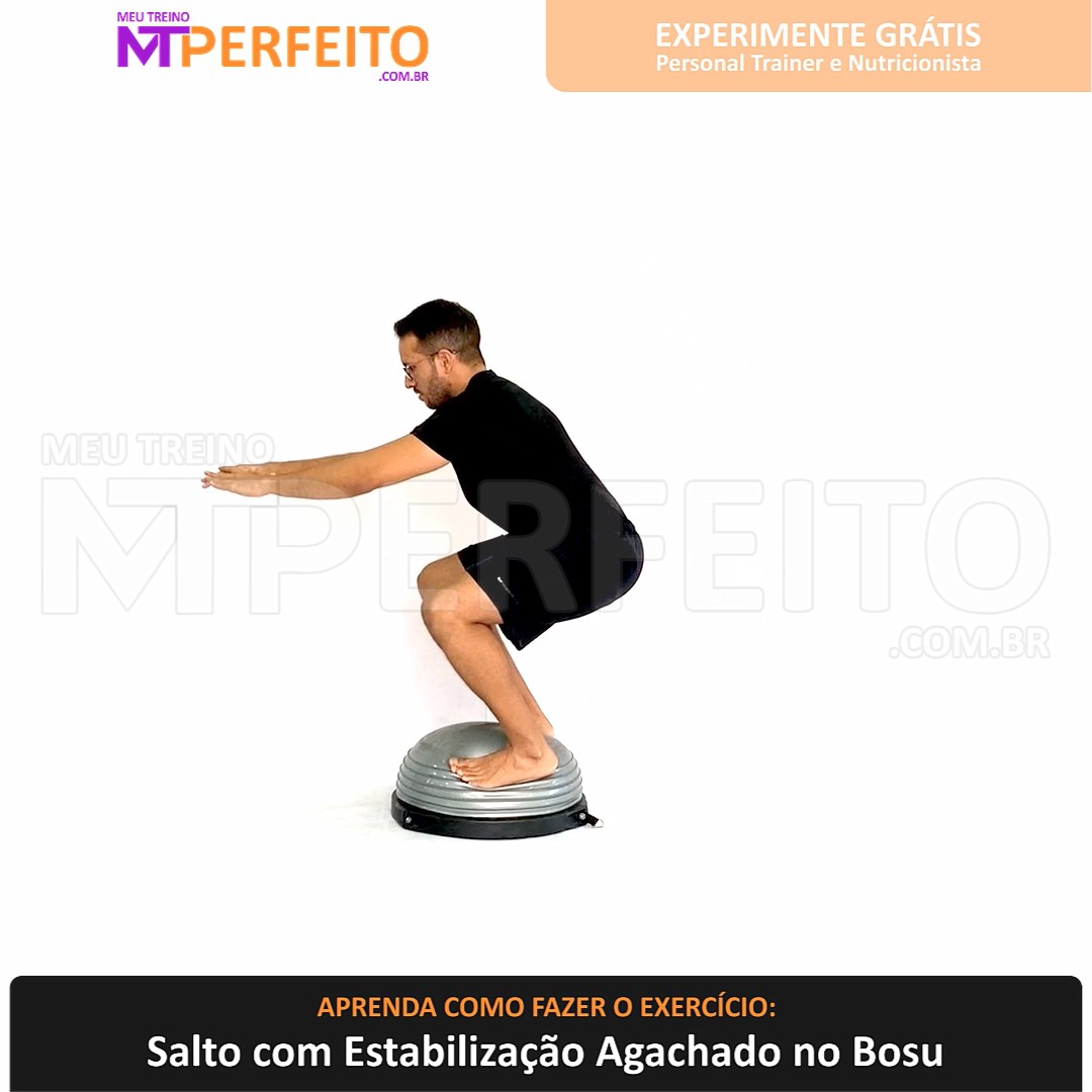 Salto com Estabilização Agachado no Bosu