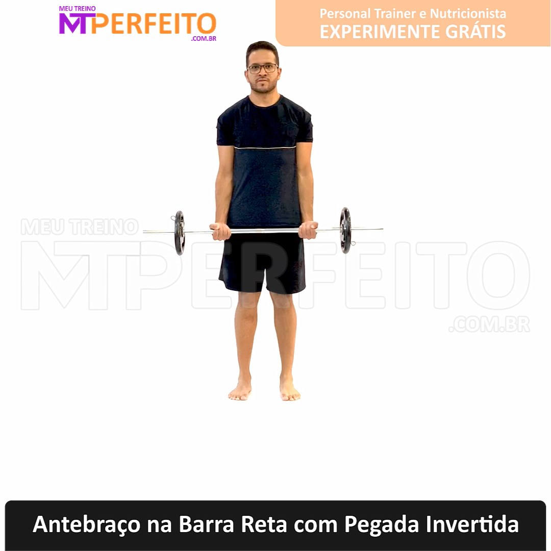 Antebraço na Barra Reta com Pegada Invertida