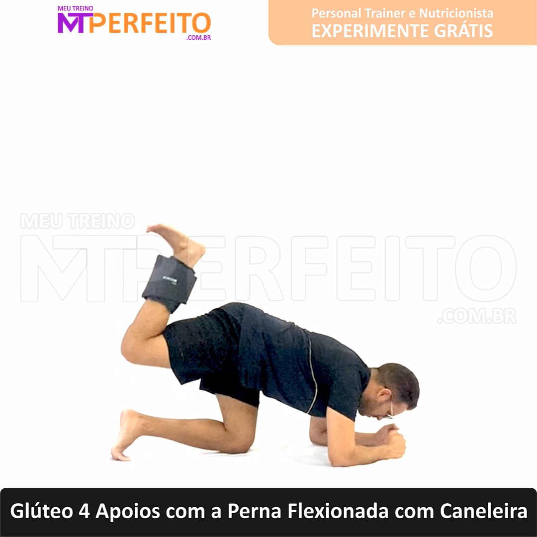 Glúteo 4 Apoios com a Perna Flexionada com Caneleira