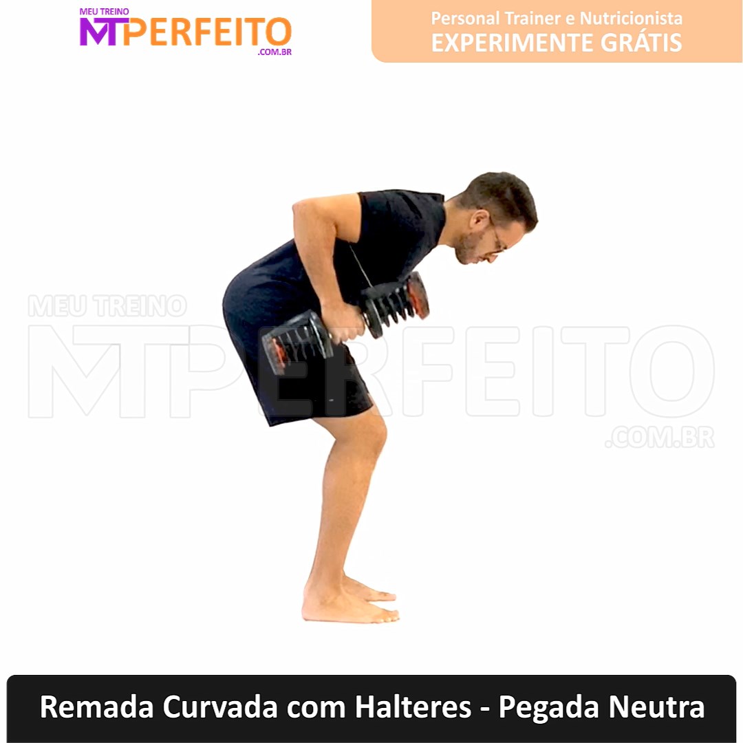 Remada Curvada com Halteres – Pegada Neutra