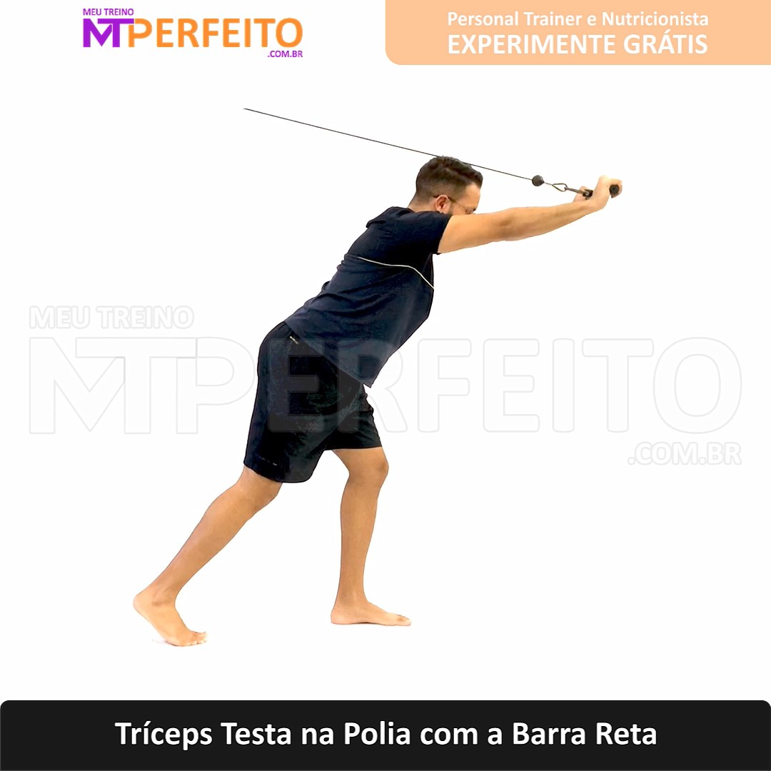 Tríceps Testa na Polia com a Barra Reta