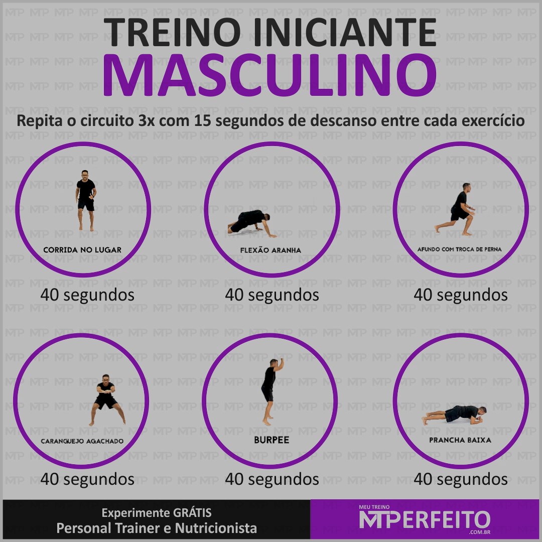 Treino Iniciante Masculino com exercícios para fazer em casa – 03