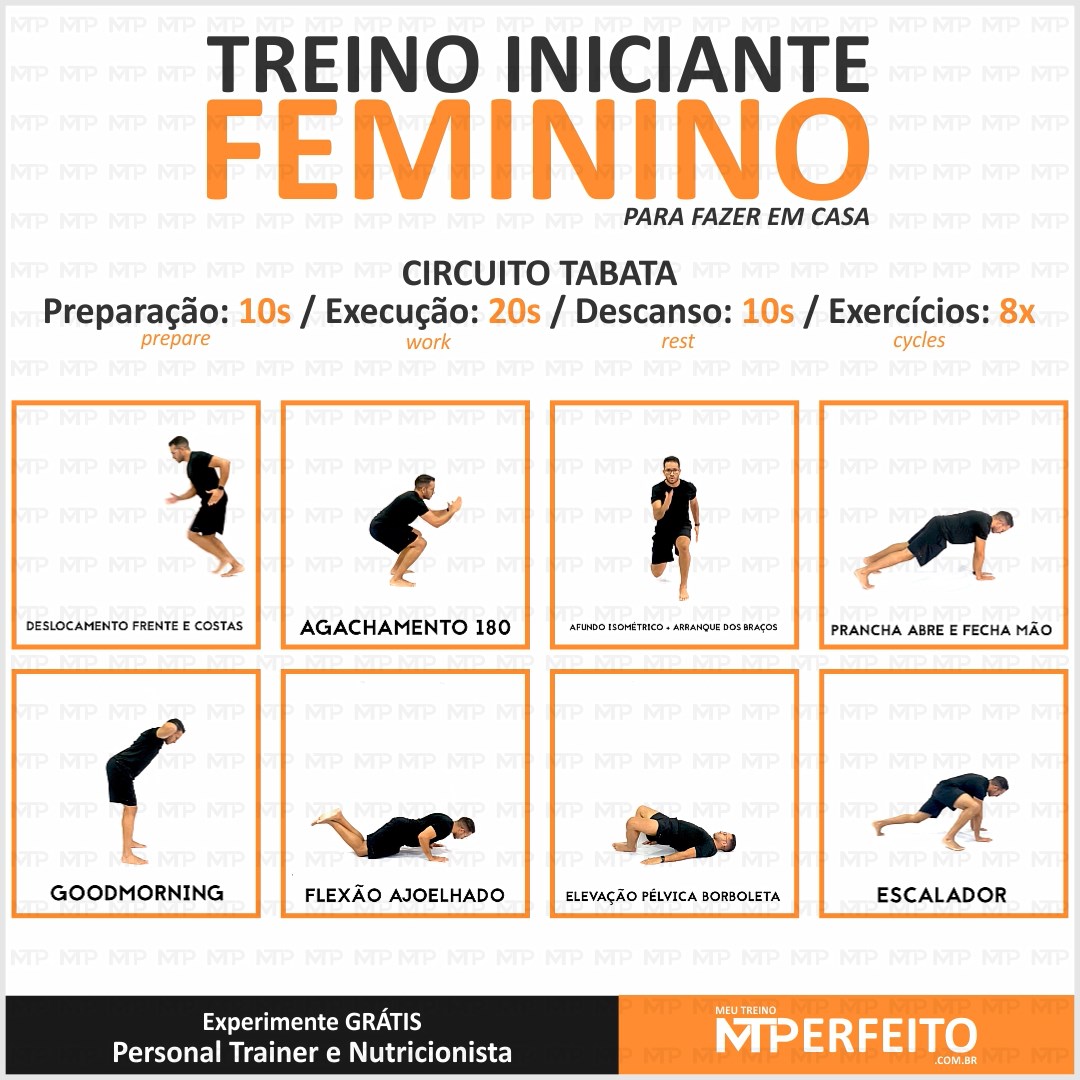 Treino Iniciante Feminino Com Exercícios Para Fazer Em Casa – 13 - Meu ...