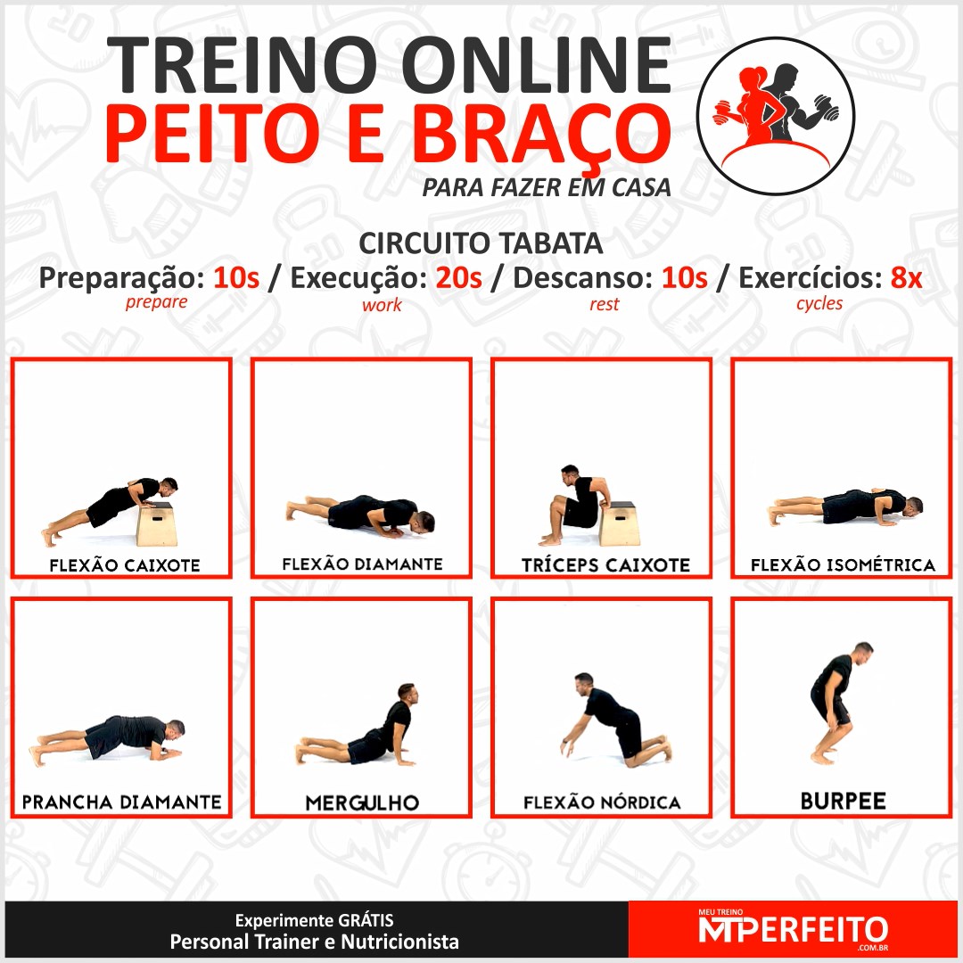 Treino Online de Peito e Braço para Fazer em Casa – 06