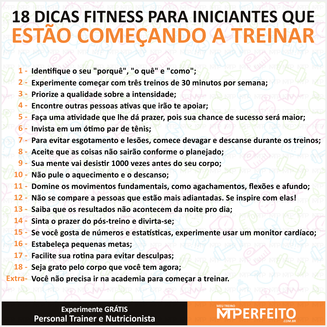 18 dicas fitness para Iniciantes que estão começando a treinar