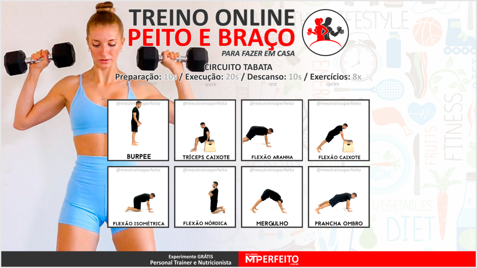 Treino para Peito e Braço Online (Fazer em Casa) - 11 - Meu Treino Perfeito