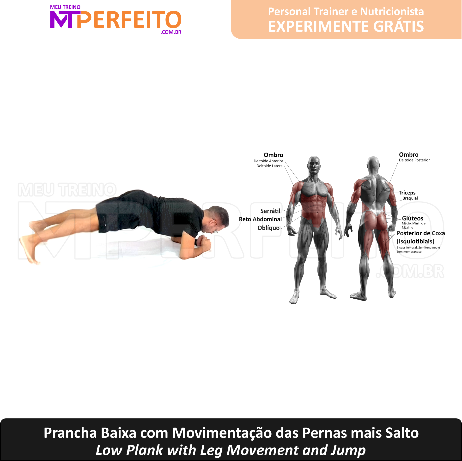 Prancha Baixa com Movimentação das Pernas mais Salto