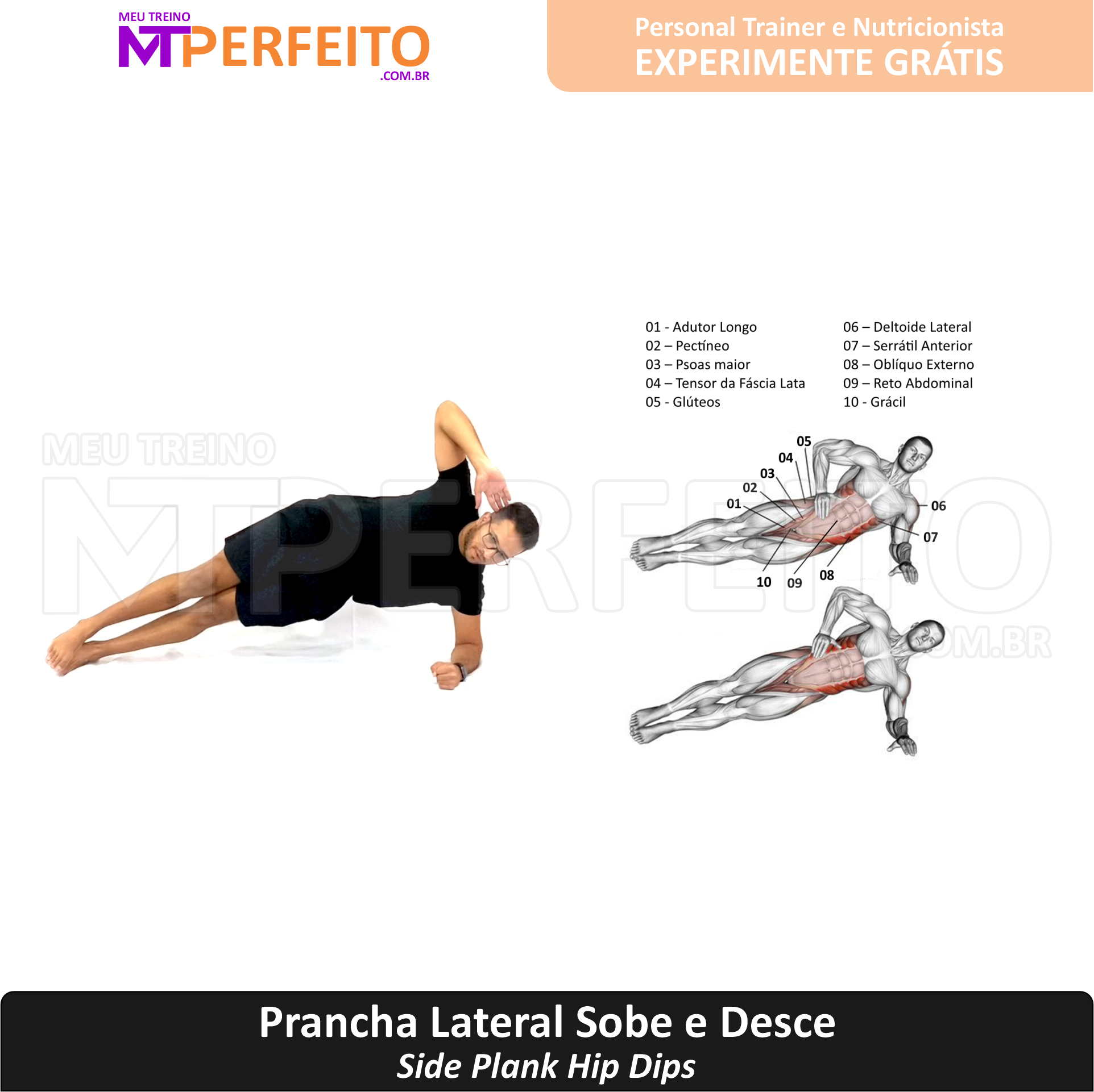 Prancha Lateral Sobe e Desce - Meu Treino Perfeito