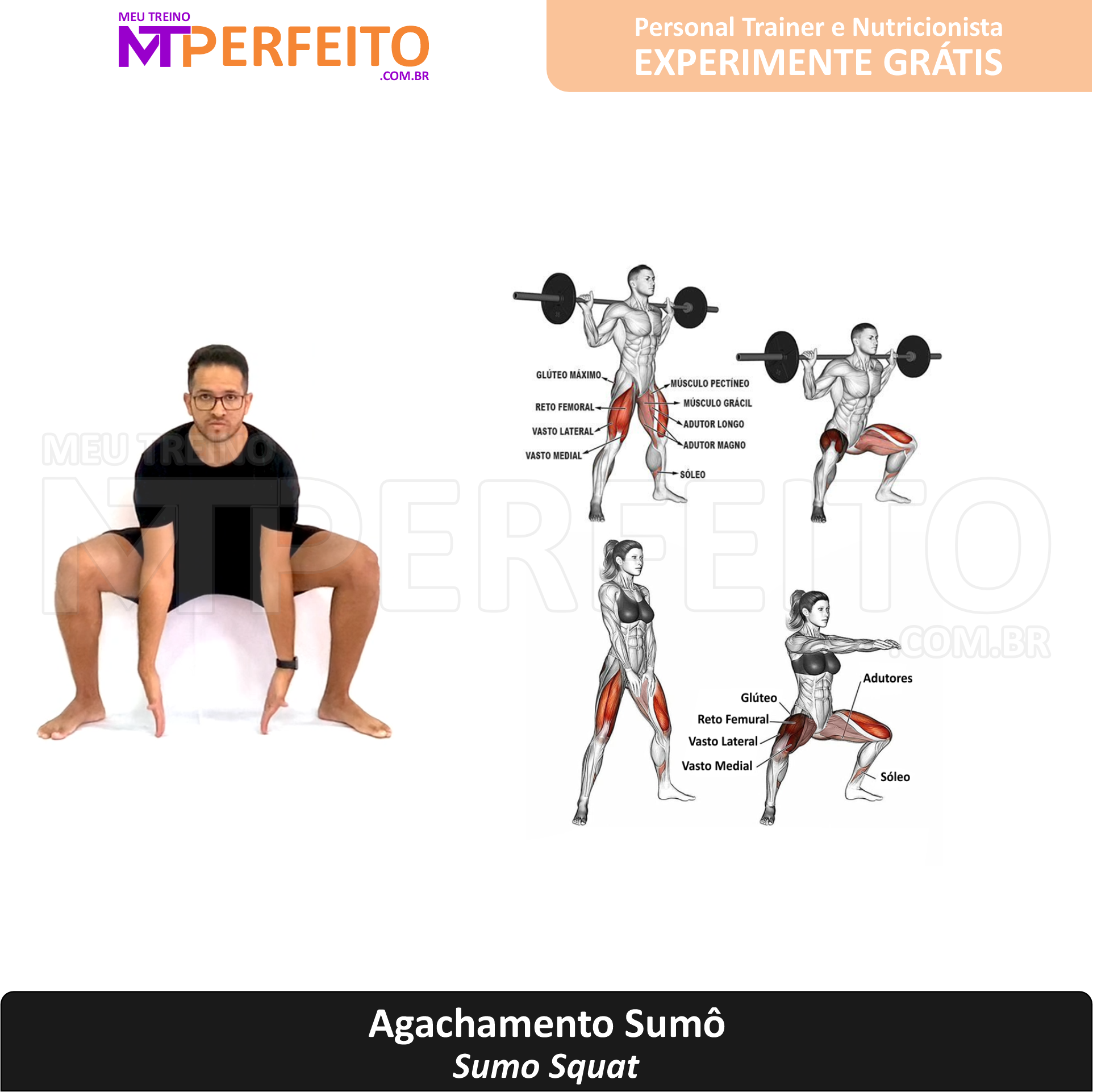 O agachamento sumô é uma variação do agachamento tradicional, sendo um  potente exercício para todos os músculos dos membros inferiores e também a  região, By Health Fit Academia